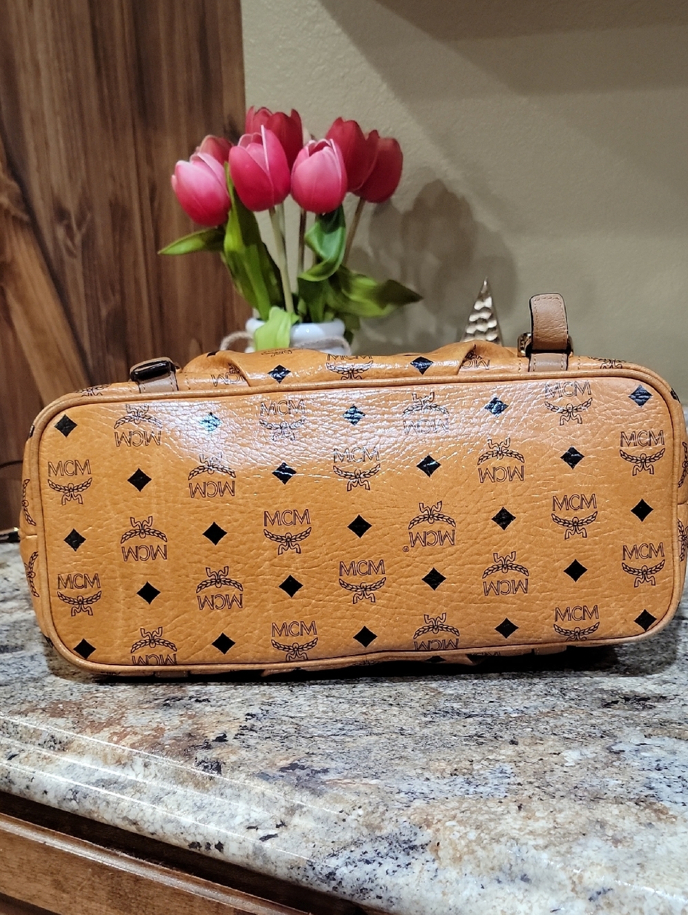 🌵MCM Cognac Brown Visetos Monogram Shoulder Bag/Crossbody - Picture 9 of 14